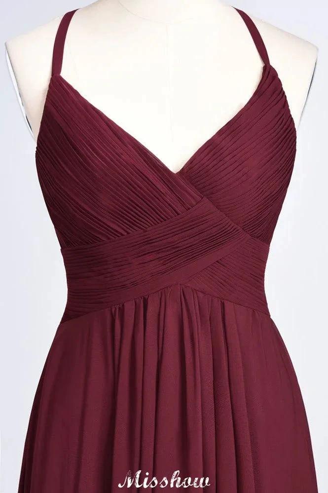 Spaghetti-Straps V-Neck Sleeveless Floor-Length Bridesmaid Dress - Image 3