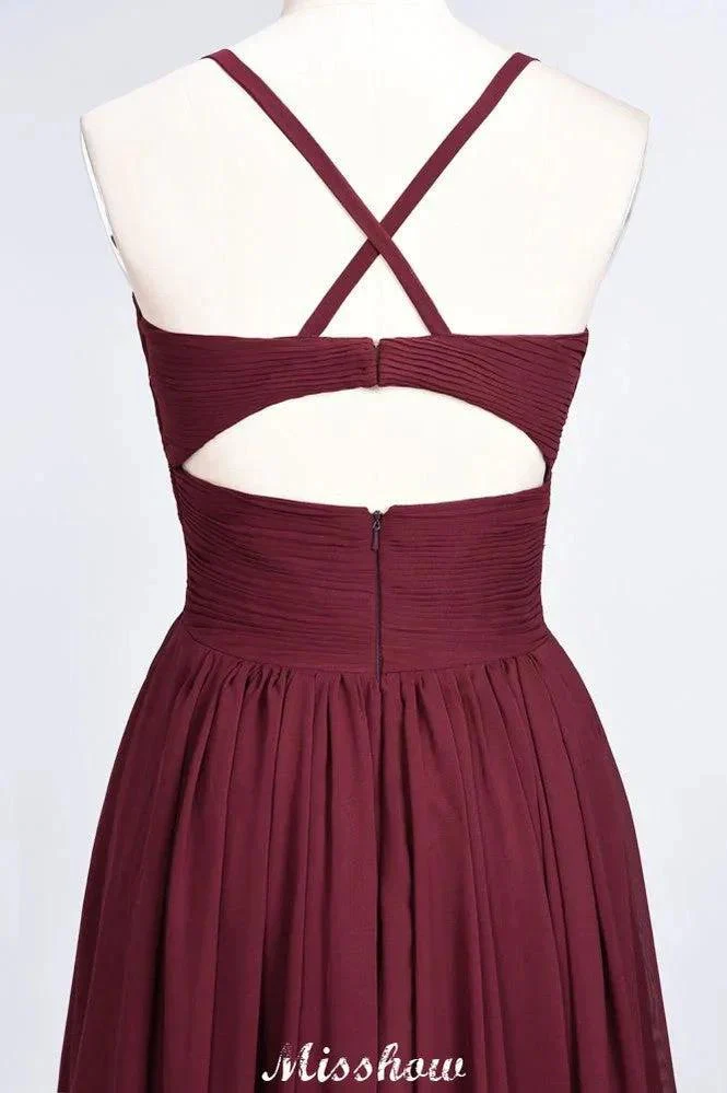 Spaghetti-Straps V-Neck Sleeveless Floor-Length Bridesmaid Dress - Image 5