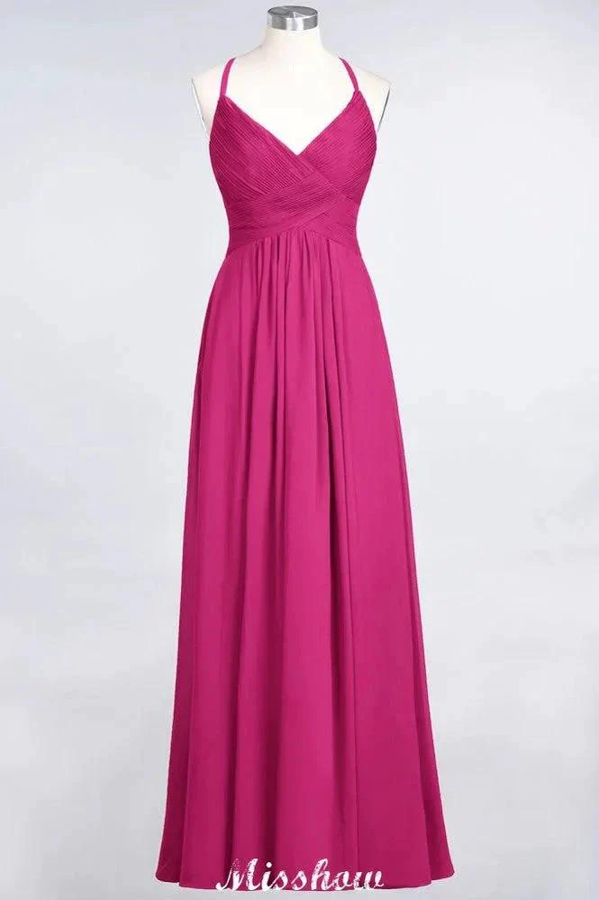 Spaghetti-Straps V-Neck Sleeveless Floor-Length Bridesmaid Dress - Image 8