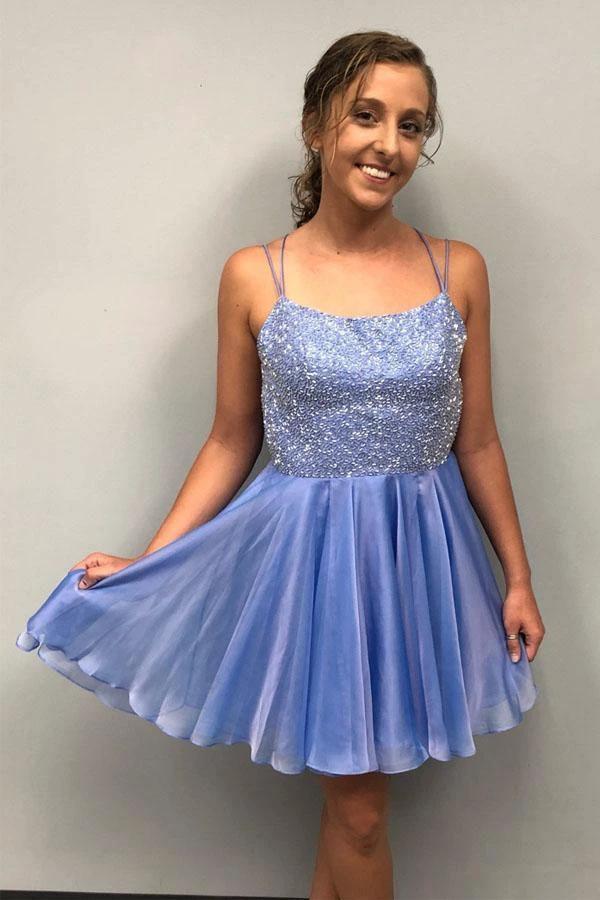 Sparkle Beading Blue Short Prom Dress Homecoming Dress PD315 - Image 2