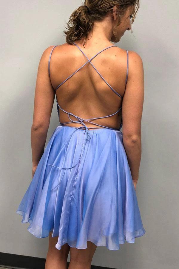 Sparkle Beading Blue Short Prom Dress Homecoming Dress PD315 - Image 4
