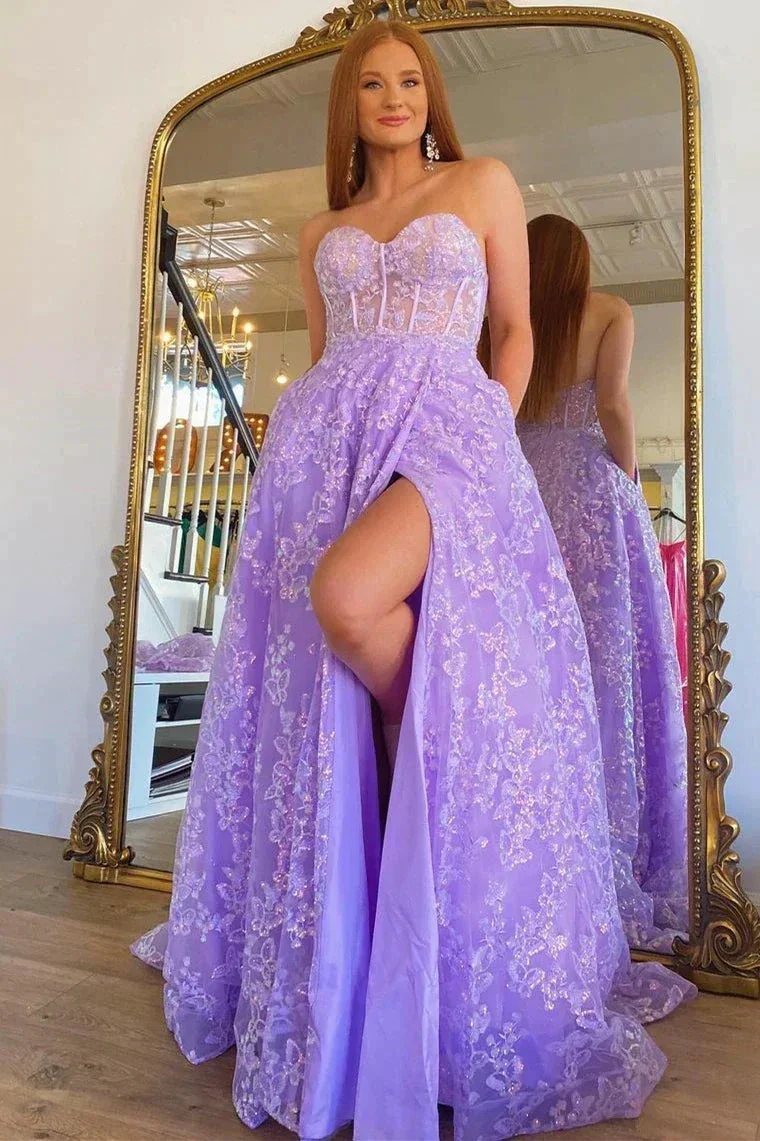 Sparkle Princess Bustier Puff Sleeve Lace Long Prom Dress Detachable Sleeves Evening Dress Y1805 - Image 2