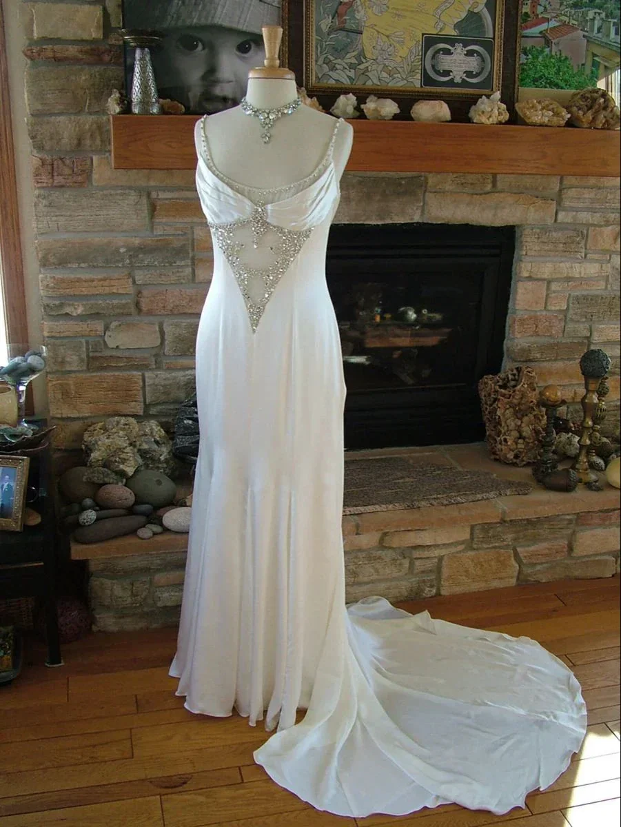 Sparkle White Long Wedding Dress,Wedding Guest Dress Y4399 - Image 4