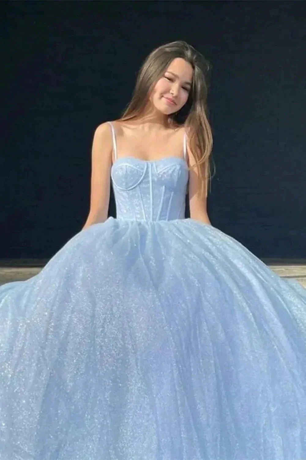 Sparkly A-line Spaghetti Straps Sweetheart Prom Dresses, Evening Dresses - Image 3