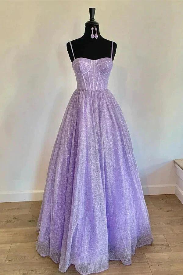 Sparkly A-line Spaghetti Straps Sweetheart Prom Dresses, Evening Dresses - Image 5