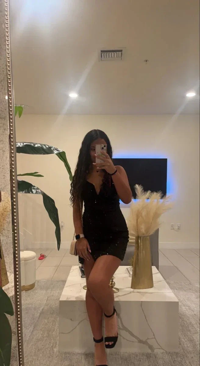 Sparkly Black Dress Sexy Black Homecoming Dress Y4429 - Image 2