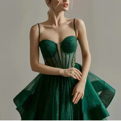 Sparkly Evening Dress Green Corset A-line Evening Gown Y6339 - Image 7