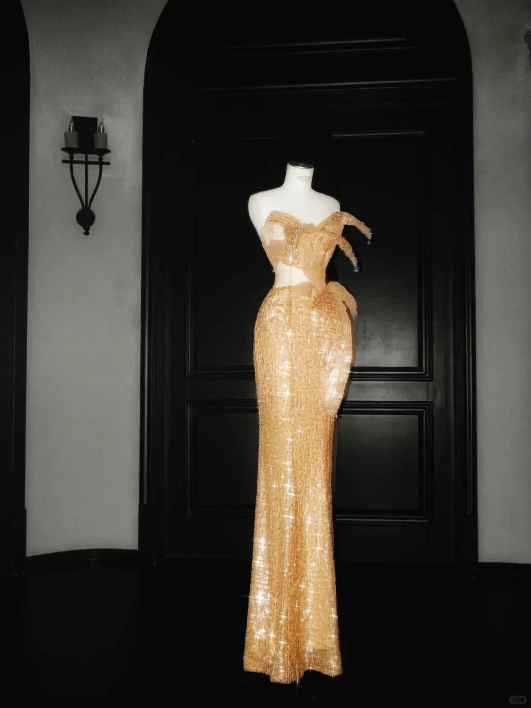 Sparkly Gold Sequin Strapless Mermaid Prom Dress Long Evening Dress Y8656 - Image 2