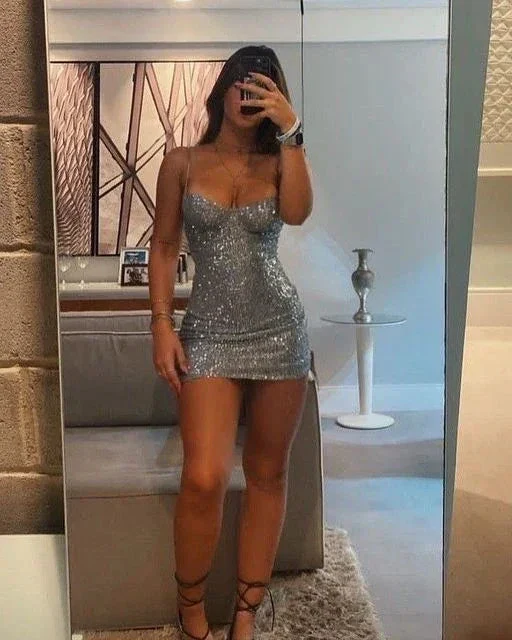Sparkly Grey Sequins Dress Sexy Grey Homecoming Dress Y4212 - Image 2