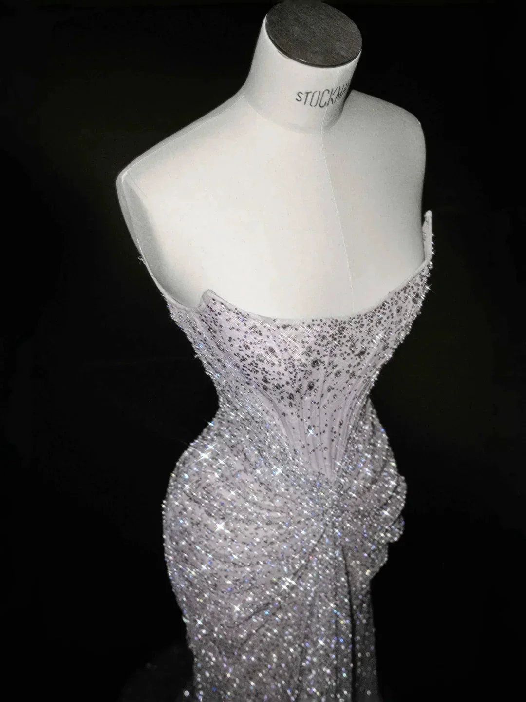 Sparkly Lilac Tulle Beaded Prom Dress Strapless Mermaid Evening Dress Y8664 - Image 2