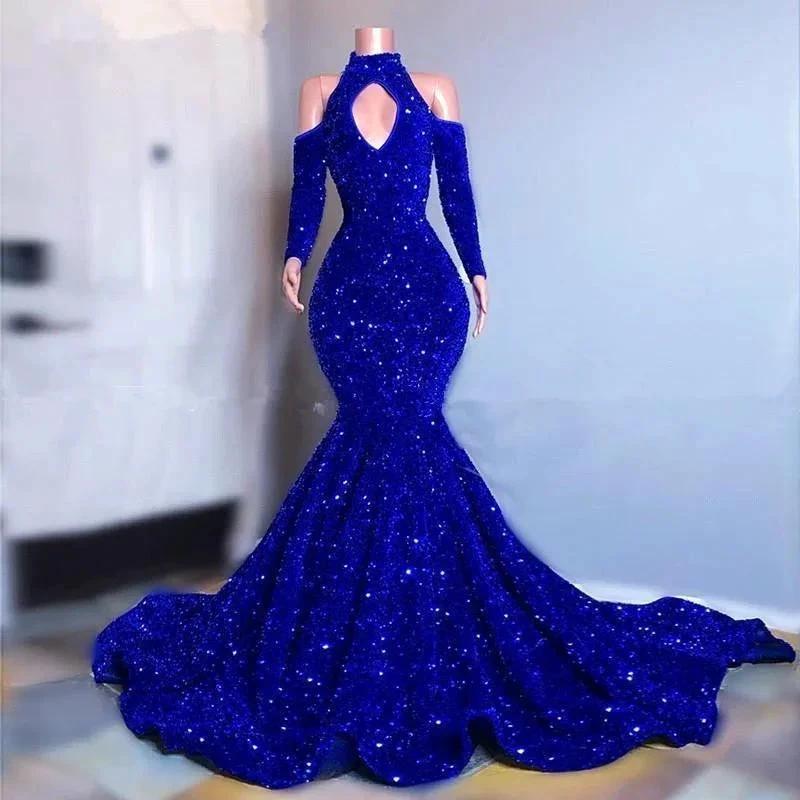 Sparkly Long Sleeves Mermaid Floor-Length Prom Dress - Image 2