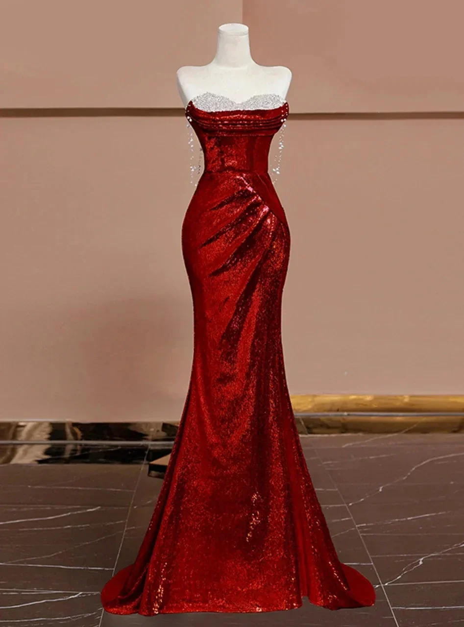 Sparkly Mermaid Sequins Sweetheart Prom Dress Evening Dress Y7612 - Image 4