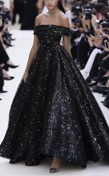 Sparkly Off The Black Sequins Prom Dress Formal Evening Dress Y8344 - Image 3