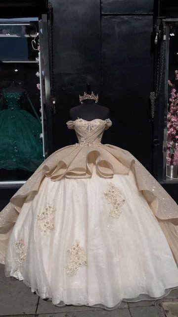 Sparkly Off The Shoulder Ball Gown Sweet 16 Dress Y1609 - Image 2