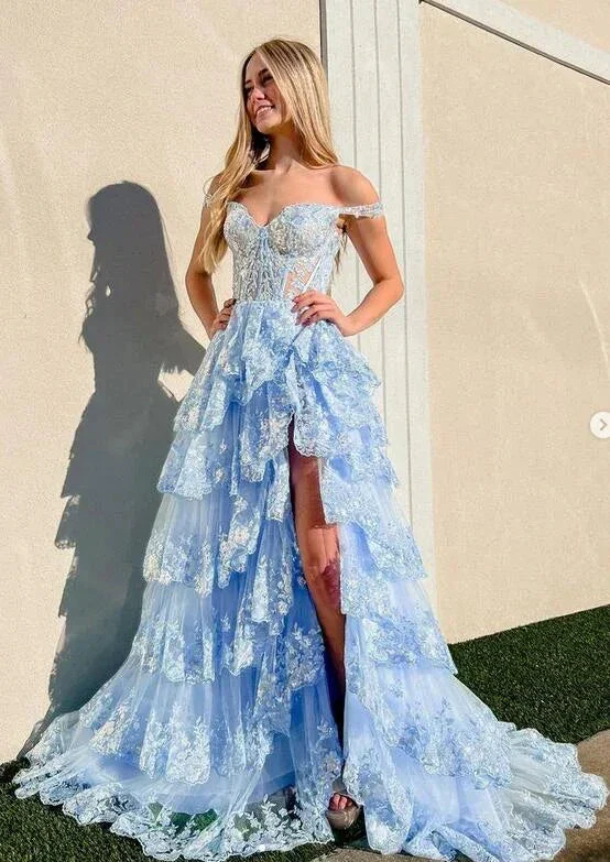 Sparkly Prom Dress with Slit Skirt, Wedding Dress,  Graduation School Party Gown Y1812 - Image 2