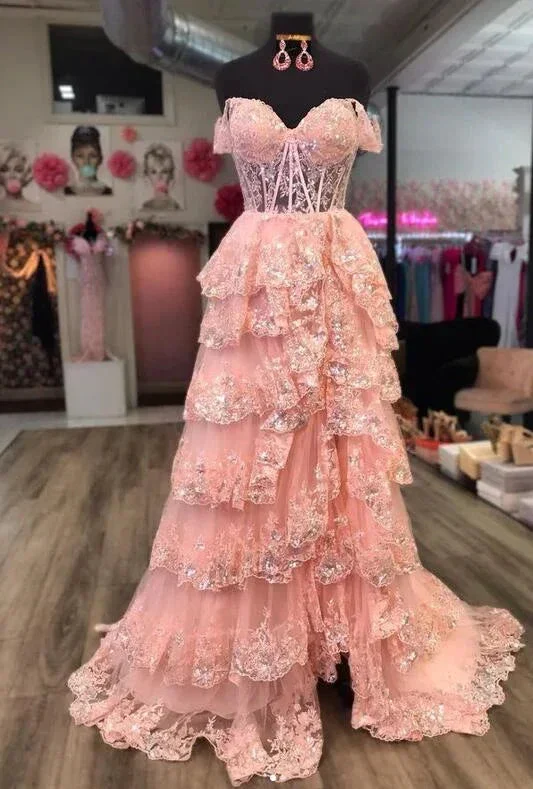 Sparkly Prom Dress with Slit Skirt, Wedding Dress,  Graduation School Party Gown Y1812 - Image 5