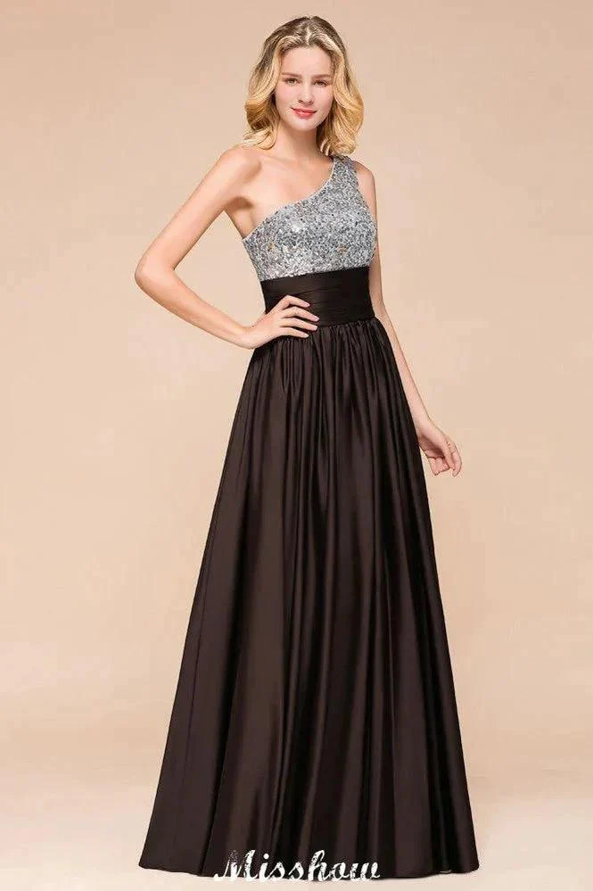 Sparkly Sequin Bridesmaid Dress One Shoulder Maxi Evening Dress Wedding party Dress - Image 7