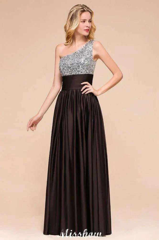 Sparkly Sequin Bridesmaid Dress One Shoulder Maxi Evening Dress Wedding party Dress - Image 8
