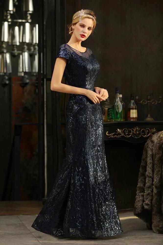 Sparkly Sequins Mermaid Party Dress Vintage 20s Prom Dress Floor Length - Image 6
