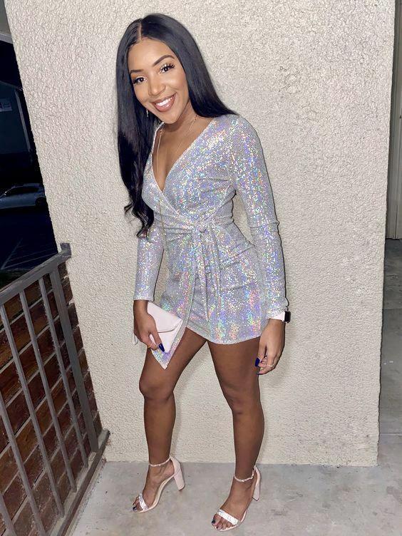 Sparkly Sequins Party Dress Outfit Bright 18th Birthday Dress Outfit New Arrival Homecoming Dress Y354 - Image 2