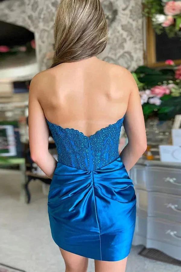 Sparkly Strapless Beaded Appliques Fuchsia Homecoming Dress PD548 - Image 5