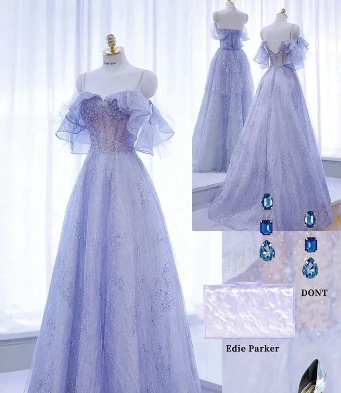 Sparkly Tulle Sequins A Line Ball Gown Fairy Prom Dress Y7793 - Image 3