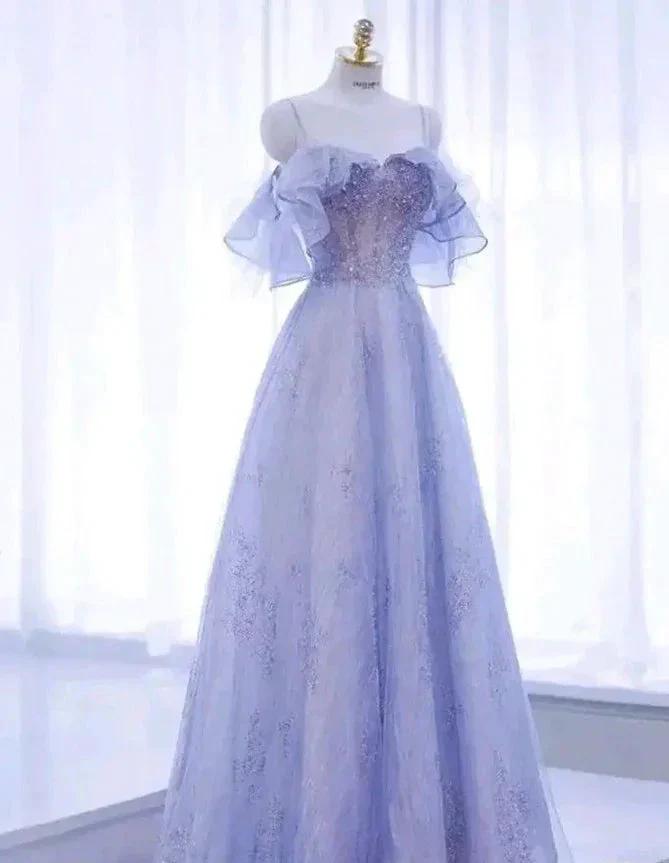 Sparkly Tulle Sequins A Line Ball Gown Fairy Prom Dress Y7793 - Image 4