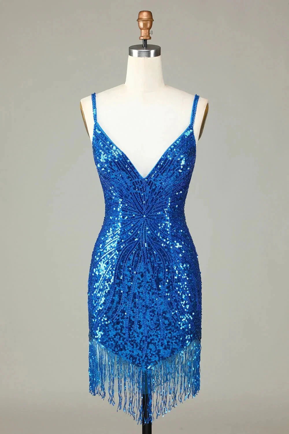Sparkly White Lace-Up Back Beaded Short Homecoming Dress with Tassel - Image 10