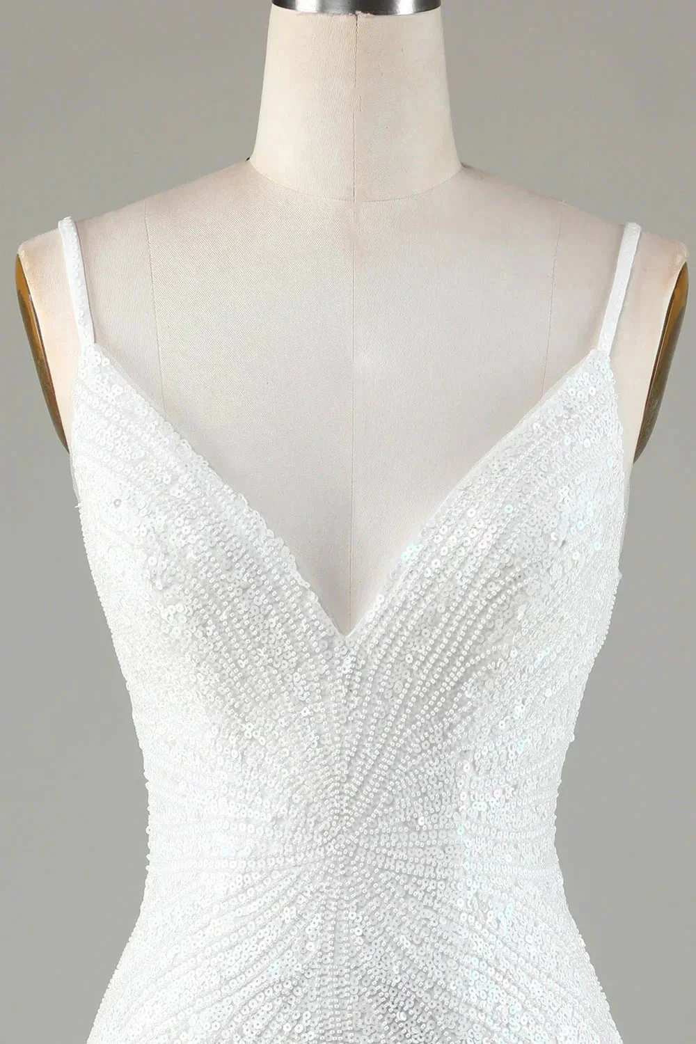 Sparkly White Lace-Up Back Beaded Short Homecoming Dress with Tassel - Image 4