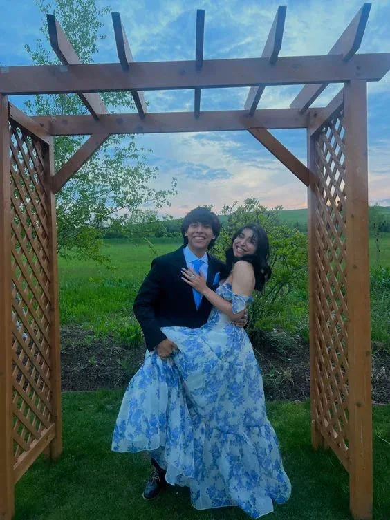 Special Floral Pattern Chiffon A-Line Prom Evening Dresses Y5824 - Image 2