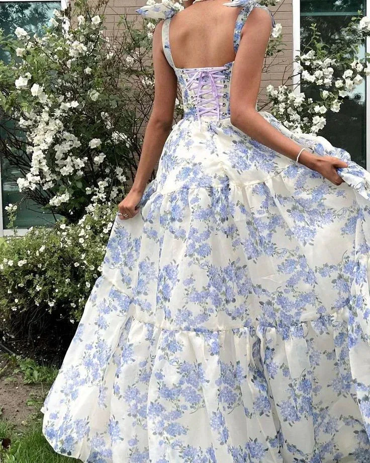 Special Floral Pattern Chiffon A-Line Prom Evening Dresses Y6721 - Image 3
