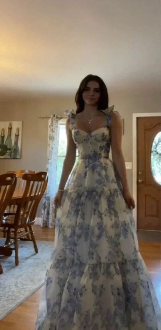 Special Floral Pattern Chiffon A-Line Prom Evening Dresses Y6721 - Image 4