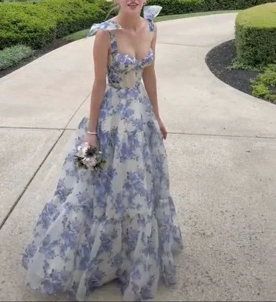 Special Floral Pattern Chiffon A-Line Prom Evening Dresses Y6721 - Image 5