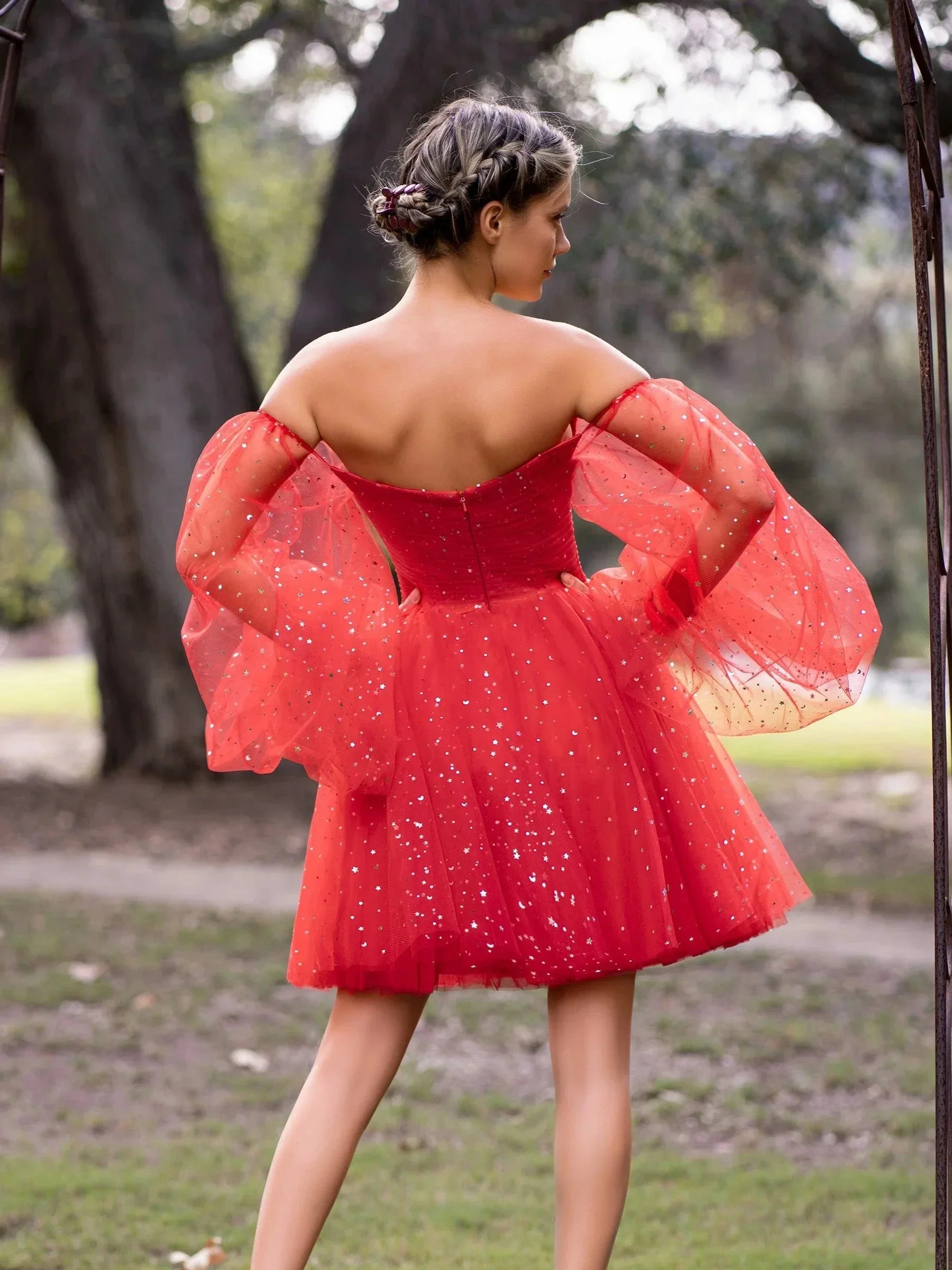 Sweetheart Neck Starlit Cloud Mini Length Dress - Image 2
