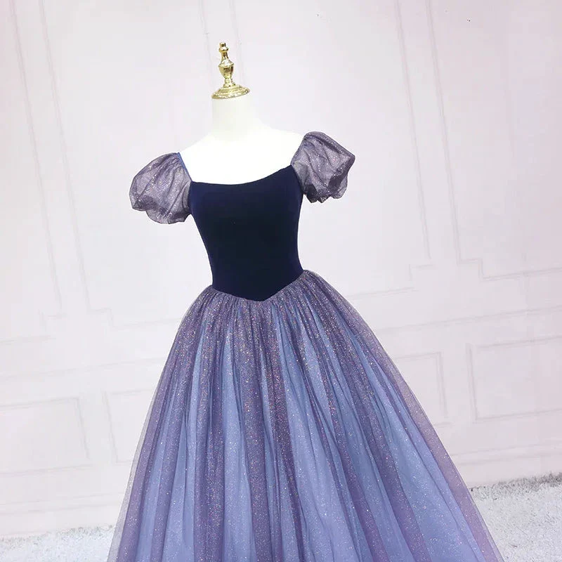 Starry Sky Blue Princess Evening Dress A-line Evening Dress s03 - Image 2