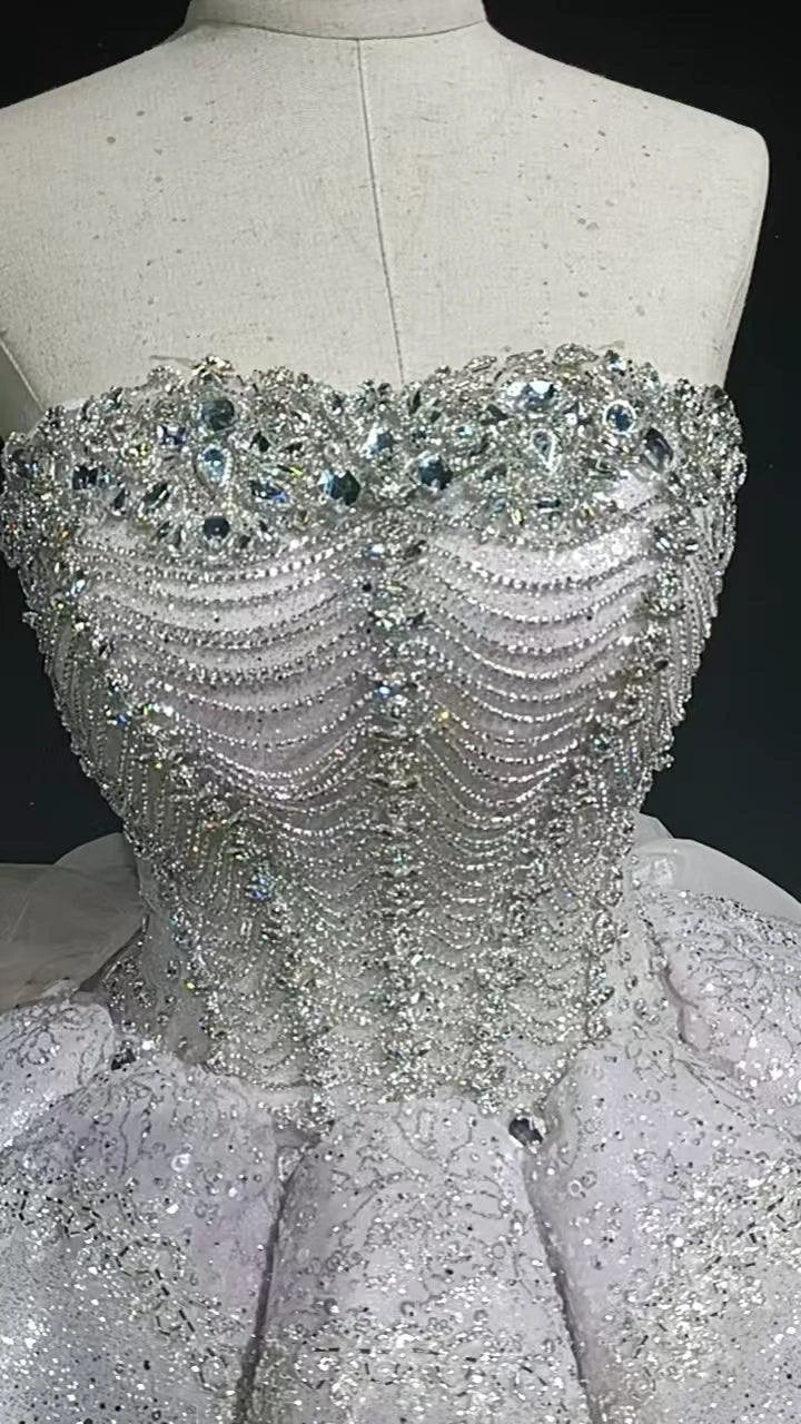 Starry veil feather crystal embellished flower bud dress - Image 2