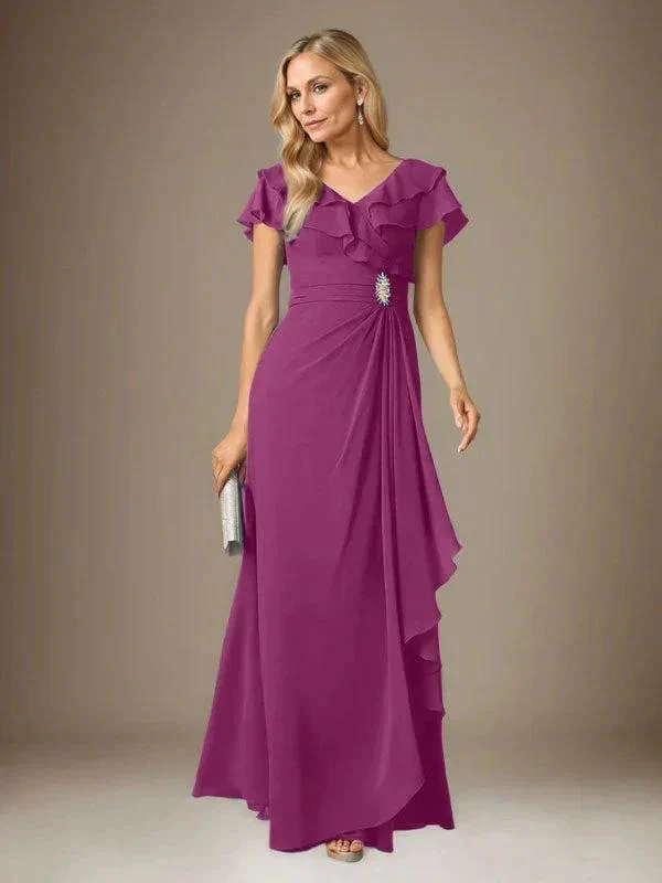Stormy A-Line V-Neck Ruched Chiffon Dress - Image 10
