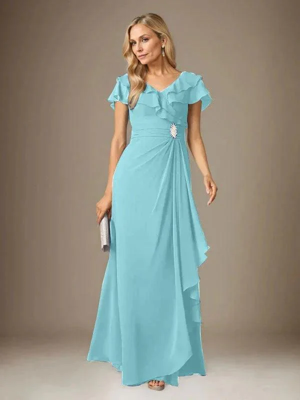 Stormy A-Line V-Neck Ruched Chiffon Dress - Image 11