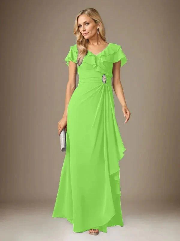 Stormy A-Line V-Neck Ruched Chiffon Dress - Image 12