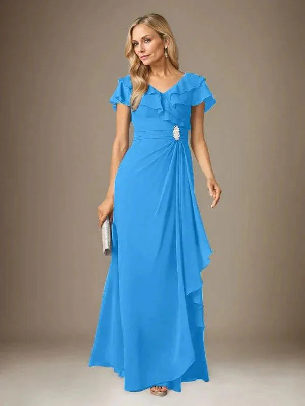 Stormy A-Line V-Neck Ruched Chiffon Dress - Image 13