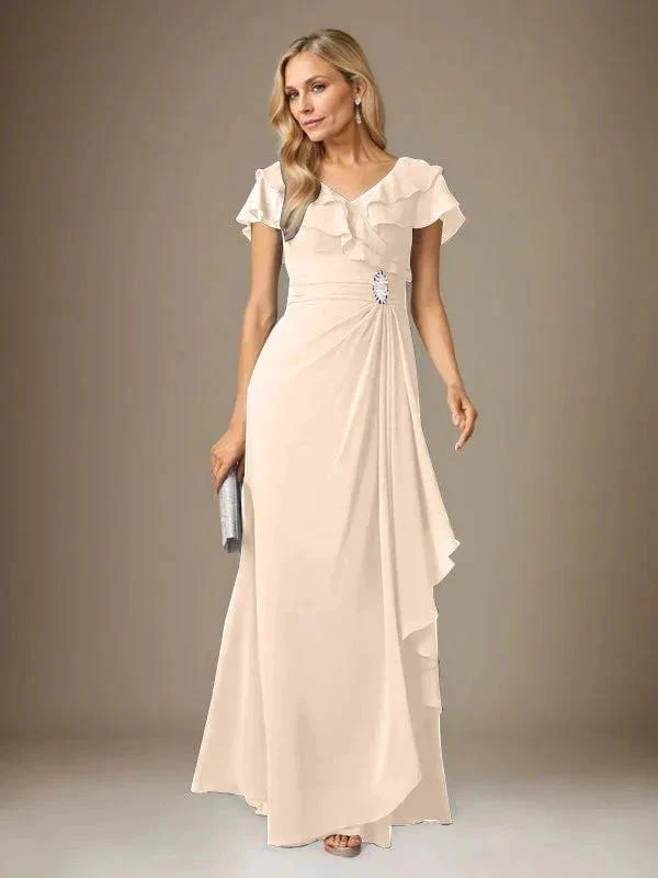 Stormy A-Line V-Neck Ruched Chiffon Dress - Image 14