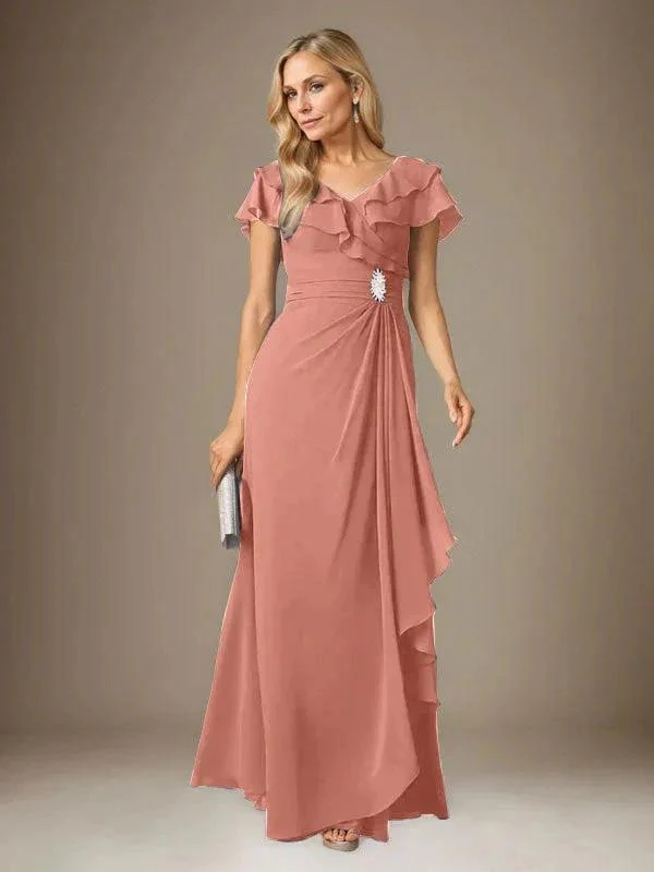 Stormy A-Line V-Neck Ruched Chiffon Dress - Image 15