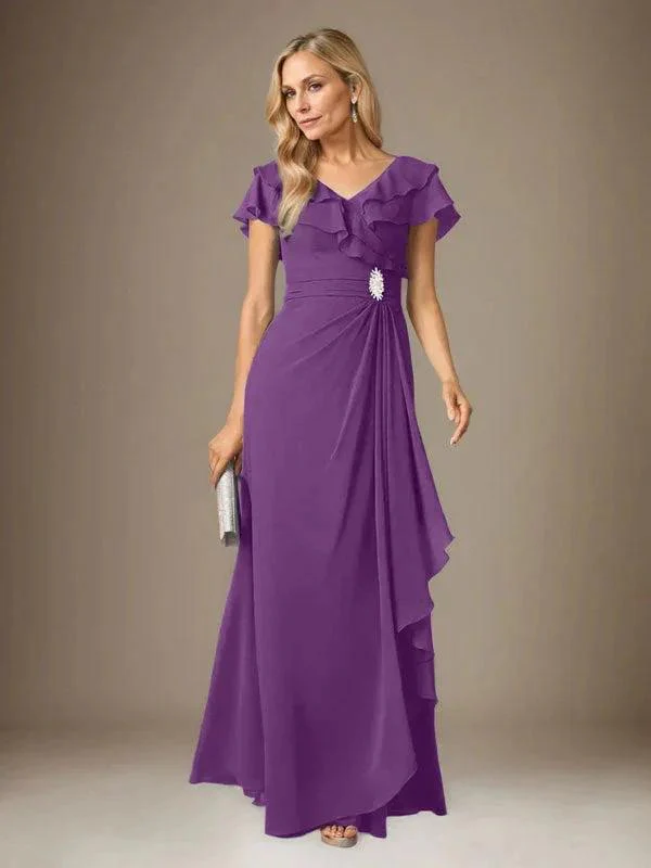 Stormy A-Line V-Neck Ruched Chiffon Dress - Image 16