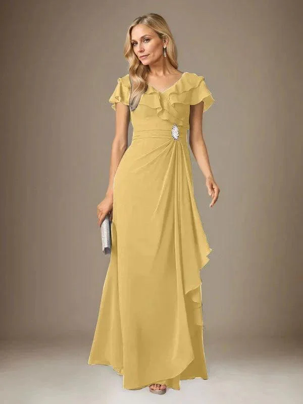Stormy A-Line V-Neck Ruched Chiffon Dress - Image 17