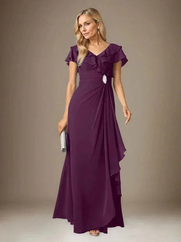 Stormy A-Line V-Neck Ruched Chiffon Dress - Image 18