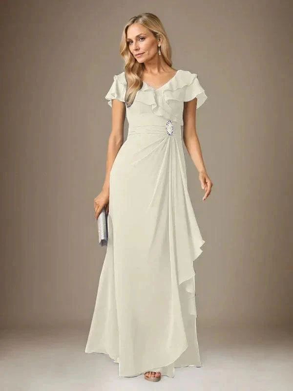 Stormy A-Line V-Neck Ruched Chiffon Dress - Image 19