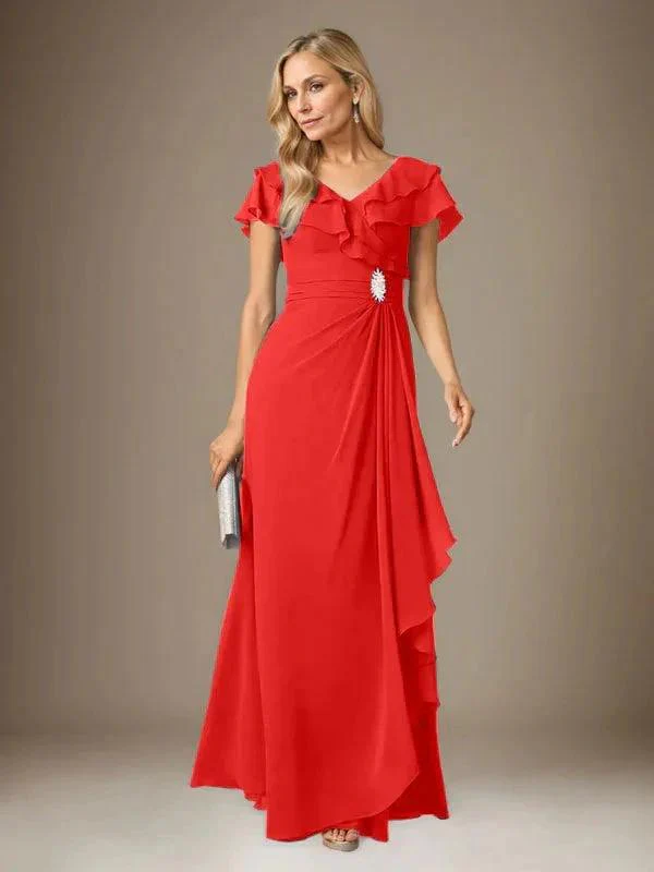 Stormy A-Line V-Neck Ruched Chiffon Dress - Image 21