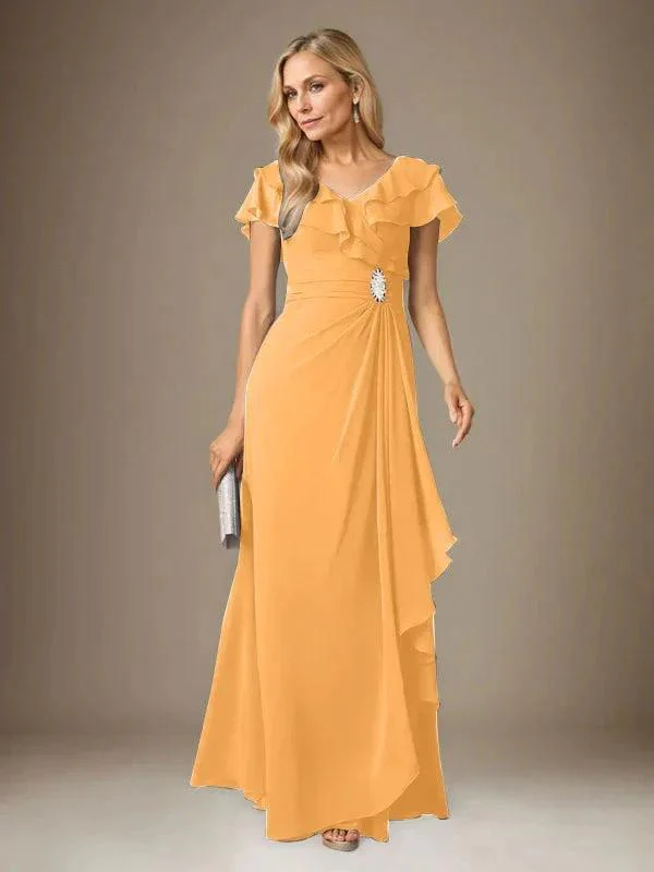 Stormy A-Line V-Neck Ruched Chiffon Dress - Image 22
