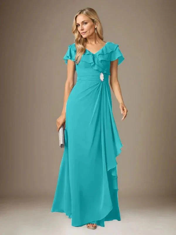 Stormy A-Line V-Neck Ruched Chiffon Dress - Image 23