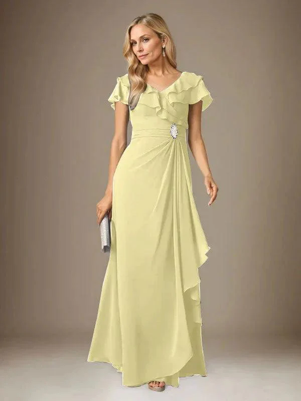 Stormy A-Line V-Neck Ruched Chiffon Dress - Image 24